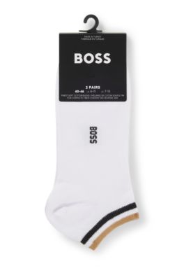 Dois pares de meias at&eacute; ao tornozelo com riscas de assinatura, White