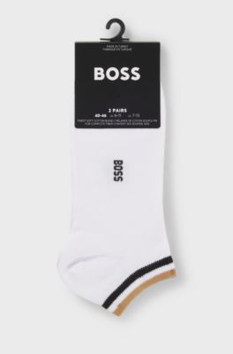 Two-pack of ankle socks with signature-stripe cuffs, White