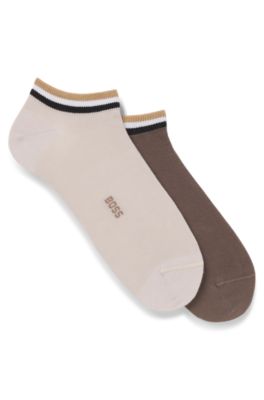 Two-pack of ankle socks with signature-stripe cuffs, Beige