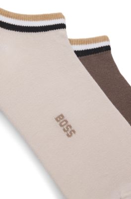 Two-pack of ankle socks with signature-stripe cuffs, Beige