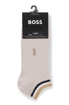 Two-pack of ankle socks with signature-stripe cuffs, Beige
