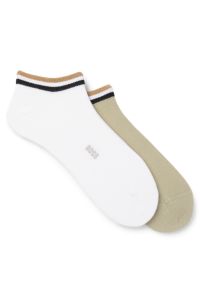 Two-pack of ankle socks with signature-stripe cuffs, White / Green