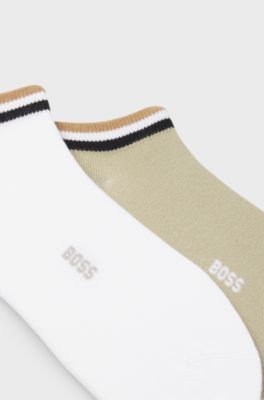 Two-pack of ankle socks with signature-stripe cuffs, White / Green