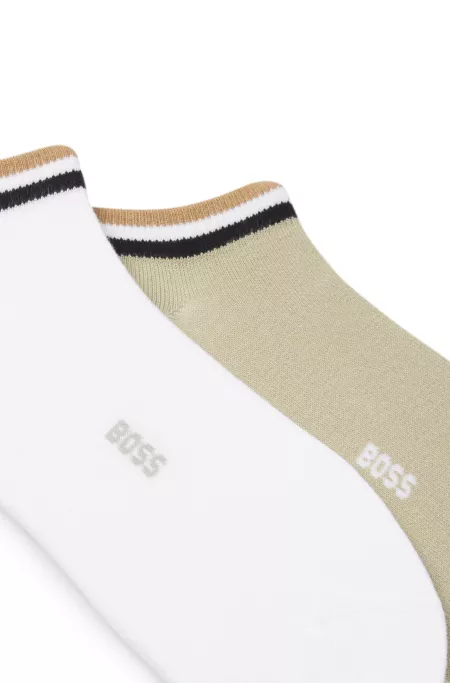 Paquete de dos pares de calcetines tobilleros con rayas de la marca en el remate