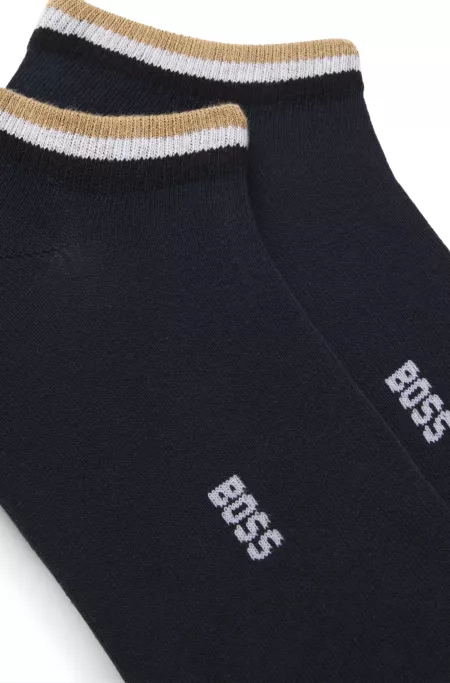 Lot de deux paires de chaussettes basses à rayures emblématiques au niveau des chevilles