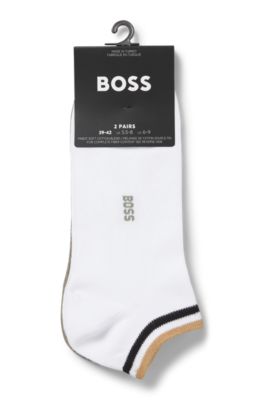 Two-pack of ankle socks with signature-stripe cuffs, White / Green