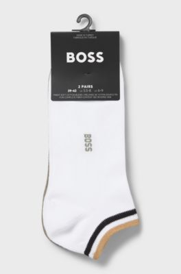 Two-pack of ankle socks with signature-stripe cuffs, White / Green