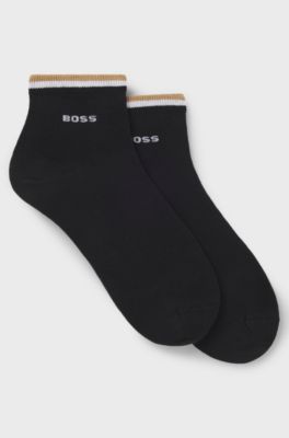 Two-pack of short socks with signature-stripe cuffs, Black