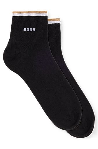 Two-pack of short-length socks with signature stripe, Black