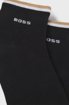 Set van twee paar korte sokken met boorden voorzien van de signature-stripe, Zwart