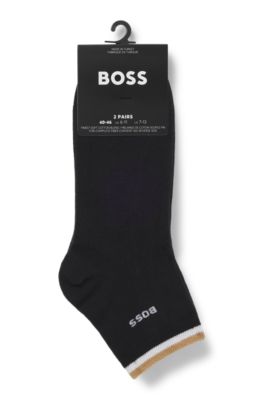 Two-pack of short socks with signature-stripe cuffs, Black