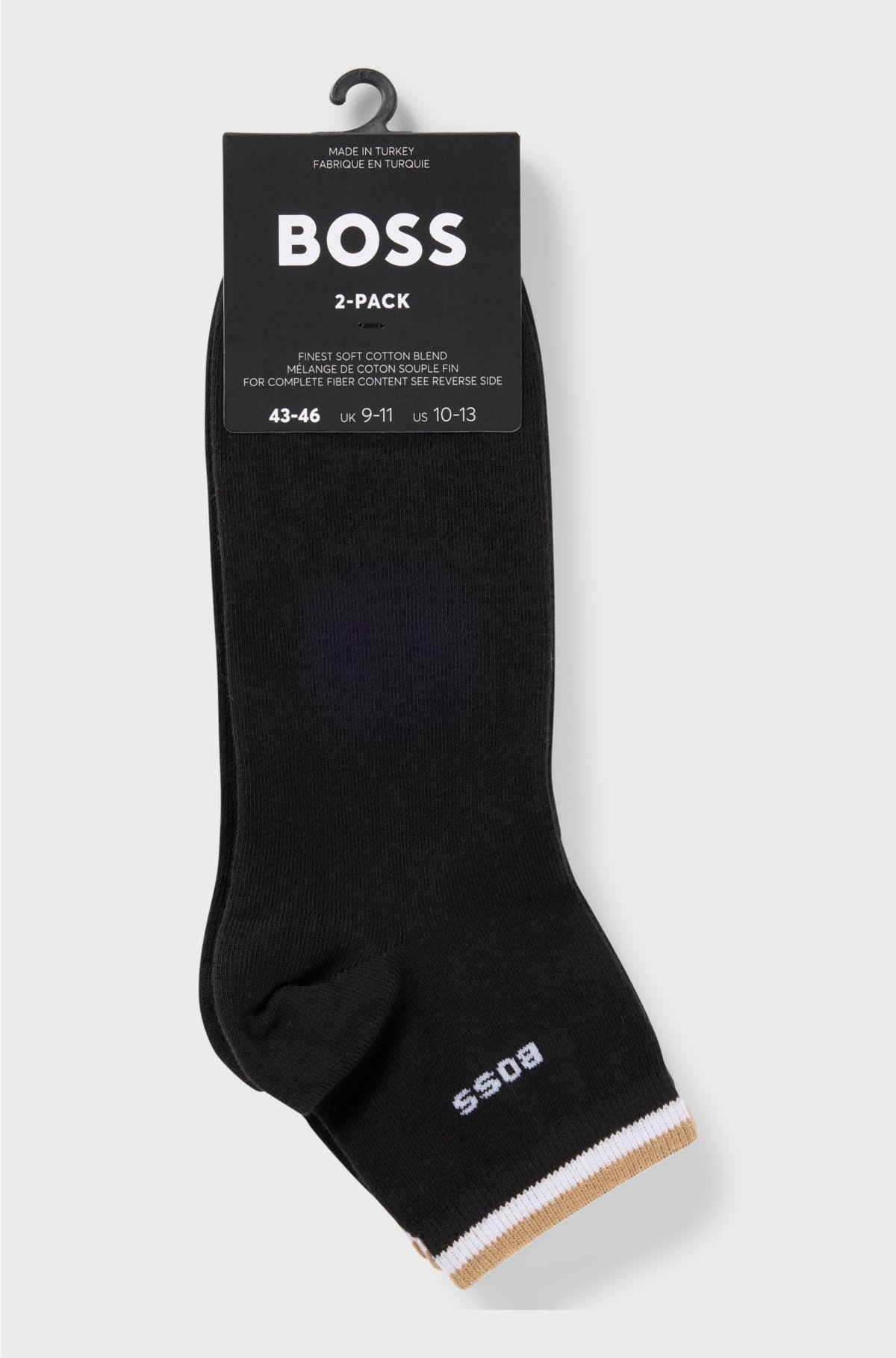 Two-pack of short-length socks with signature stripe, Black