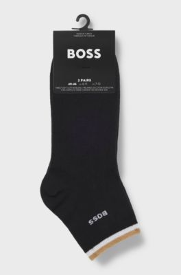 Lot de deux paires de chaussettes &agrave; rayures embl&eacute;matiques au niveau des chevilles, Noir