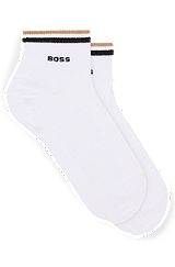 Two-pack of short-length socks with signature stripe, White