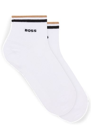 Two-pack of short-length socks with signature stripe, White
