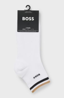 Two-pack of short socks with signature-stripe cuffs, White