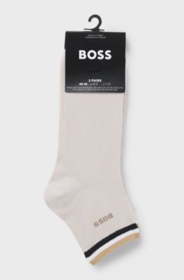 Lot de deux paires de chaussettes &agrave; rayures embl&eacute;matiques au niveau des chevilles, Beige