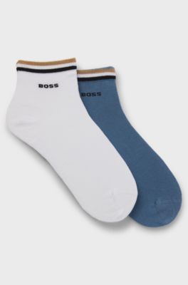 2-pack korta strumpor med muddar i v&aring;ra f&auml;rger, Vit / Bl&aring;