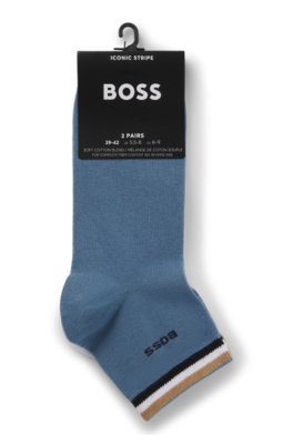 Boss Two-pack of short socks with signature-stripe cuffs slipsar herr – bild 2