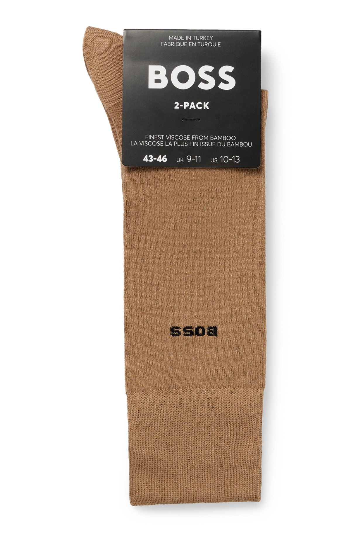 Two-pack of regular-length socks in stretch yarns, Beige