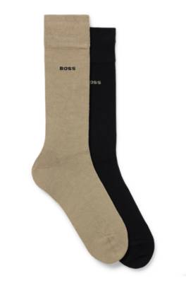 Hugo Boss Two-pack Of Regular-length Socks In Stretch Yarns In Multi