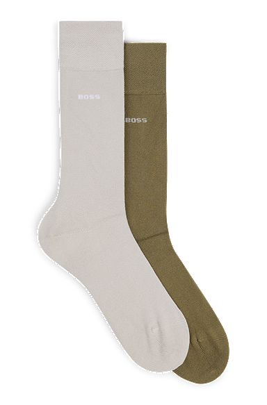 Two-pack of regular-length socks in stretch yarns, Light Green