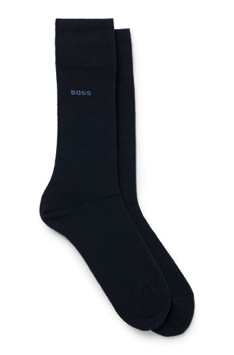 Two-pack of regular-length socks in stretch yarns, Dark Blue