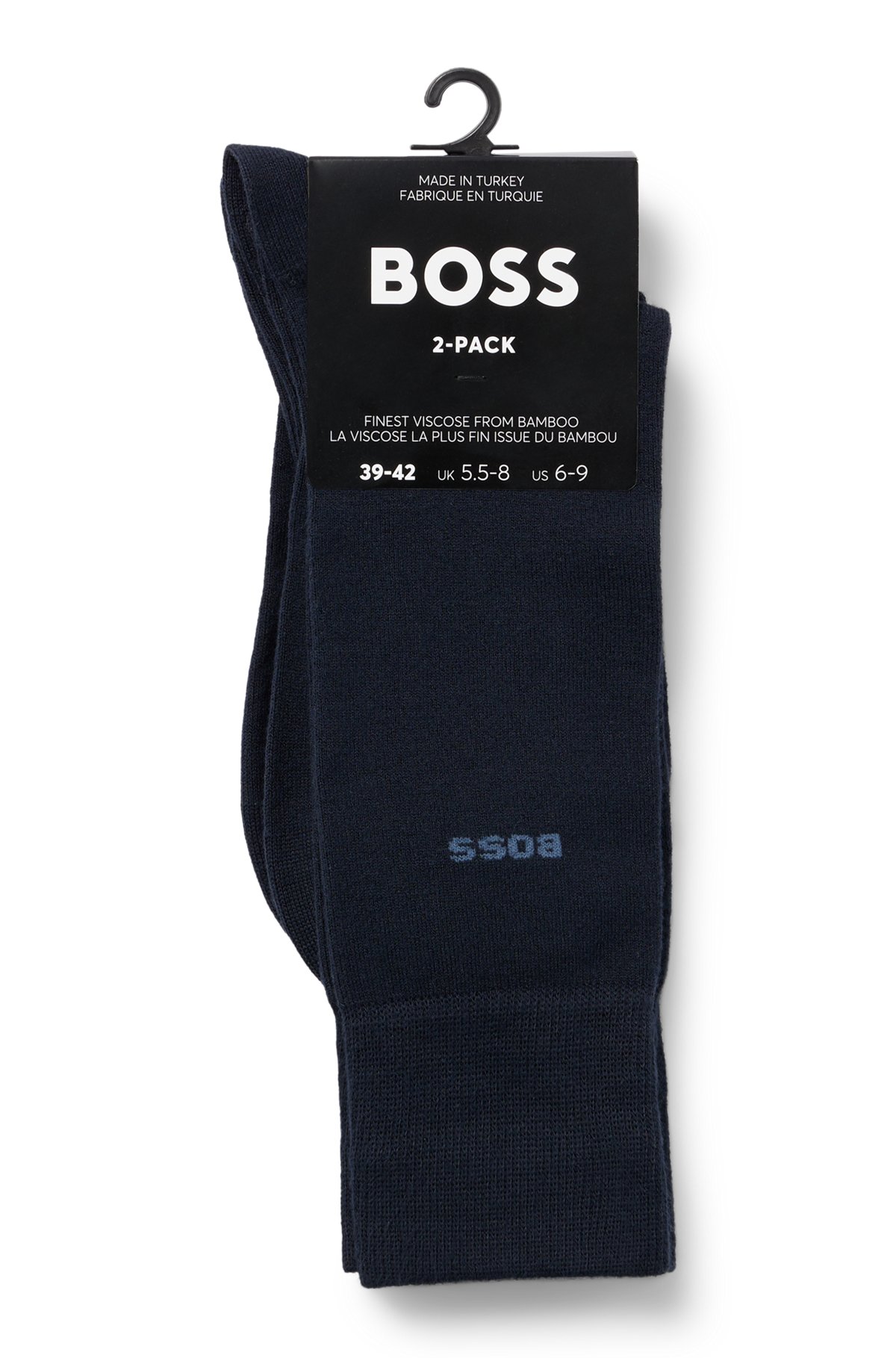 BOSS - Two-pack of regular-length socks in stretch yarns
