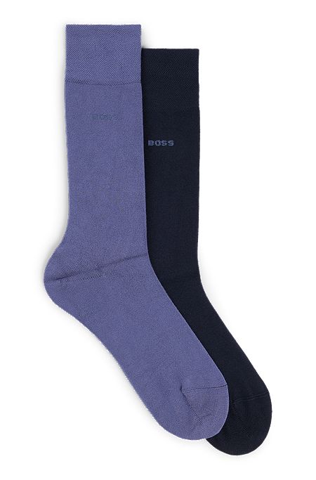 Two-pack of regular-length socks in stretch yarns, Blue