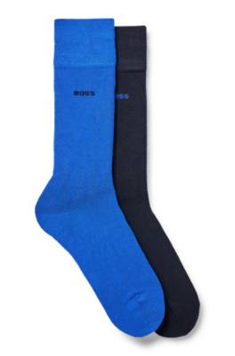 Hugo Boss Two-pack Of Regular-length Socks In Stretch Yarns In Blue