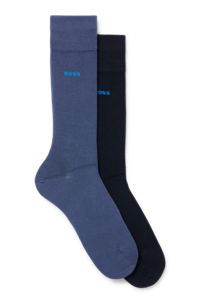 Two-pack of regular-length socks in stretch yarns, Blue