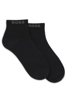 Two-pack of short socks with logo cuffs, Black