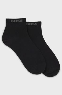 Two-pack of short socks with logo cuffs, Black