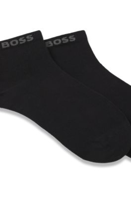 Two-pack of short socks with logo cuffs, Black