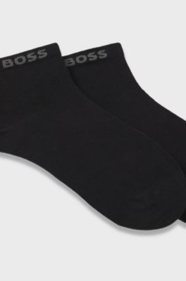 Two-pack of short socks with logo cuffs, Black