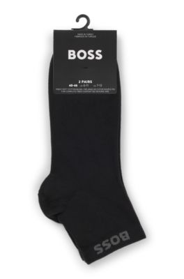 Two-pack of short socks with logo cuffs, Black