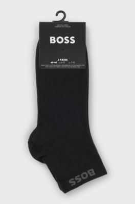 Two-pack of short socks with logo cuffs, Black