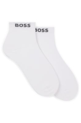 Two-pack of short socks with logo cuffs, White