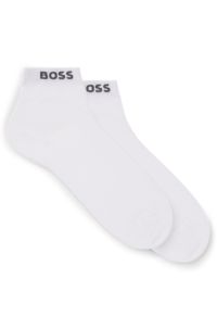 Two-pack of short socks with logo cuffs, White