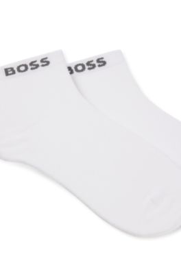 Two-pack of short socks with logo cuffs, White