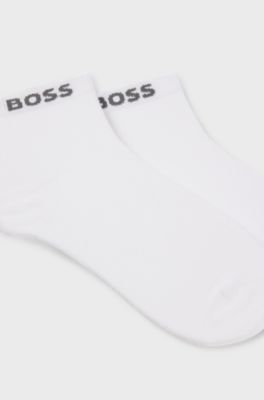 Two-pack of short socks with logo cuffs, White