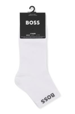 Two-pack of short socks with logo cuffs, White