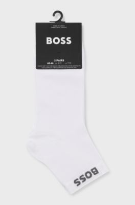 Two-pack of short socks with logo cuffs, White
