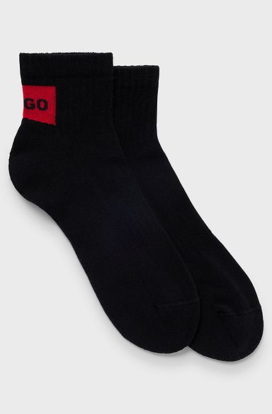 Two-pack of short socks with red logo label, Black