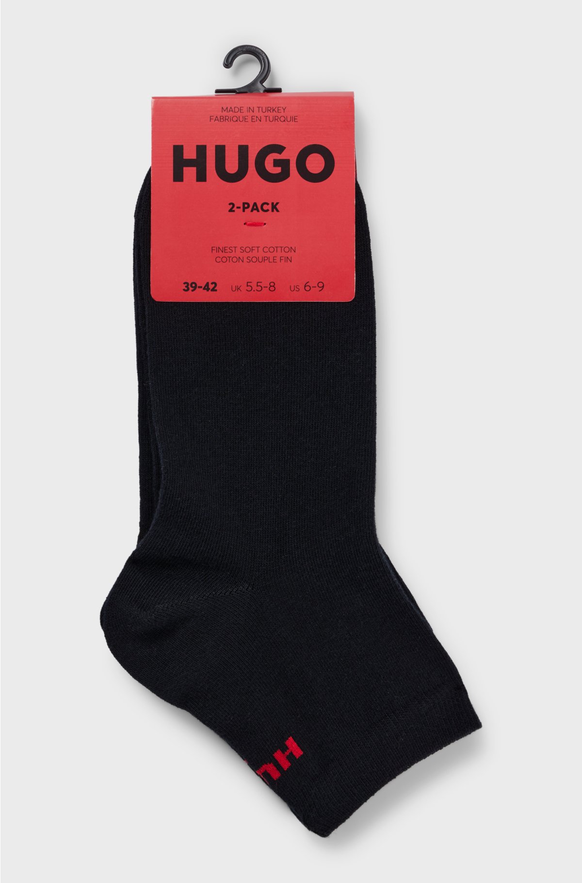 Two-pack of short-length logo socks, Black