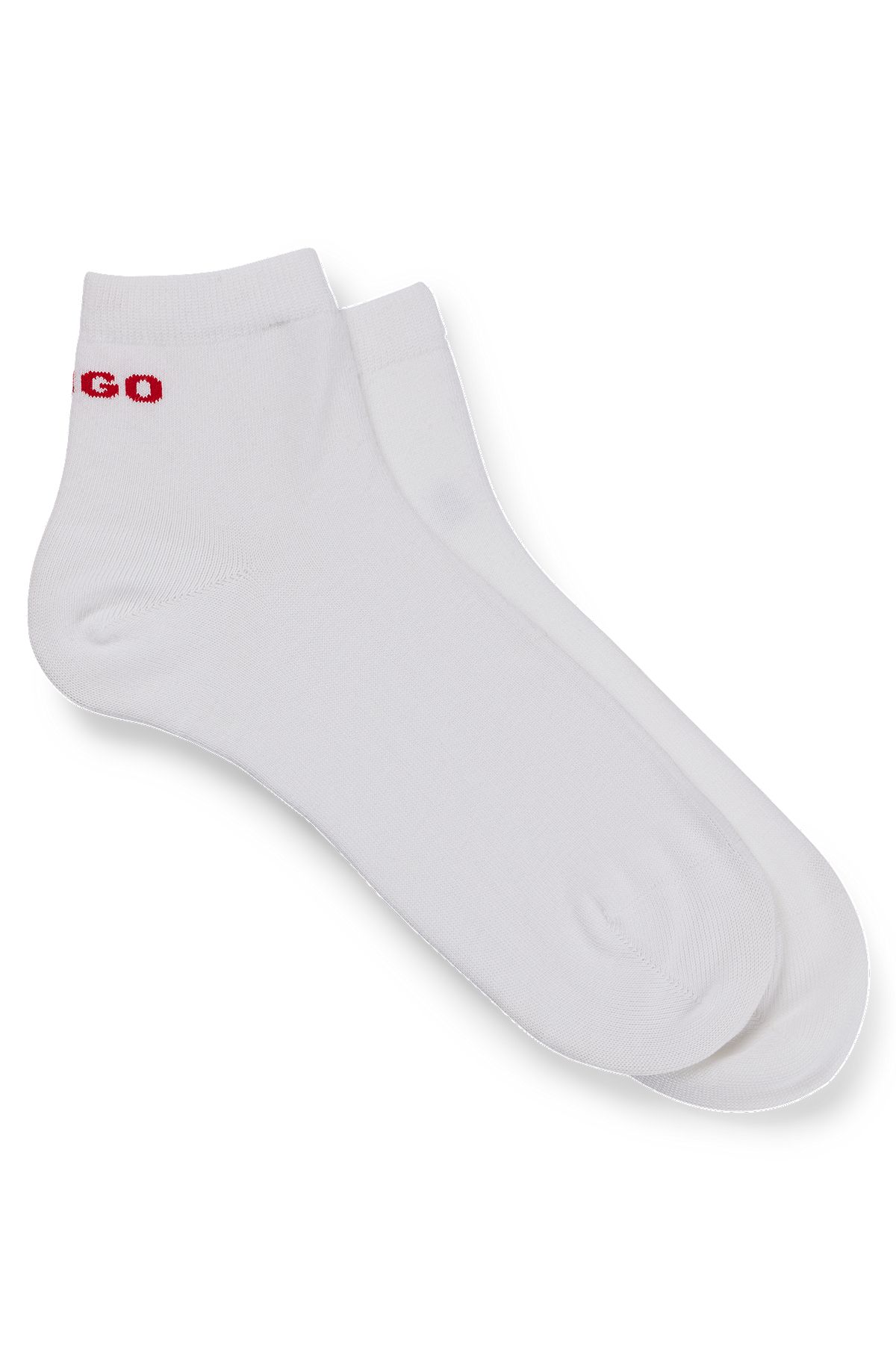 Zweier-Pack kurze Socken mit Logos, Weiß