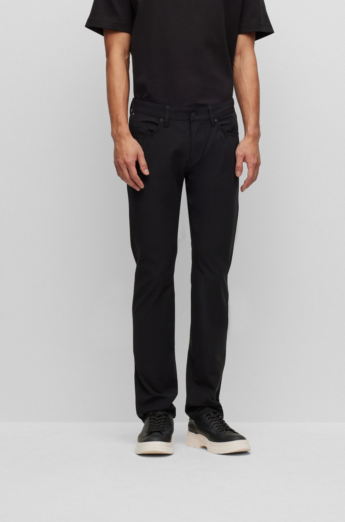 Slim-fit jeans in performance-stretch anti-crease fabric, Black
