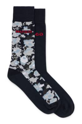 Hugo Boss Two-pack Of Regular-length Socks With Logo Details In Dark Blue