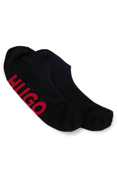 Two-pack of invisible socks with logo soles, Black