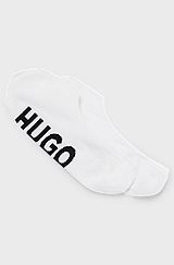 Two-pack of invisible socks with logo soles, White